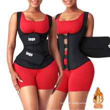 Custom Logo Double Compression Adjustable Belt Zipper Front Women Body Shaper 100% Latex Waist Trainer Vest